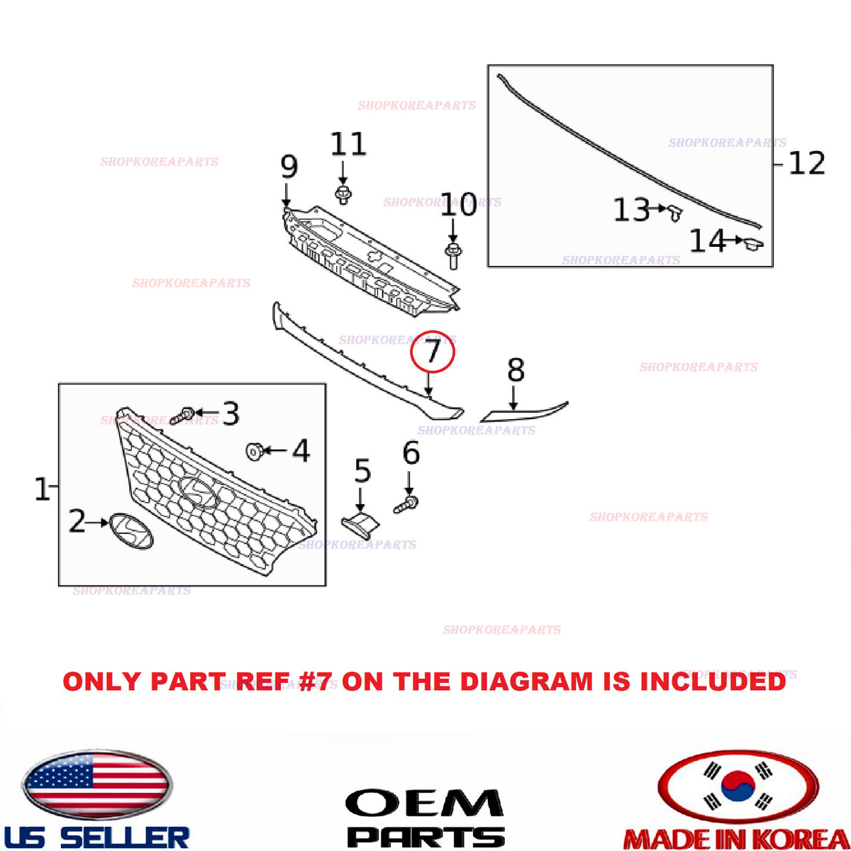 GENUINE Grille Molding Trim Front Upper Centr ⭐OEM⭐ HYUNDAI SANTA FE 2019-2020