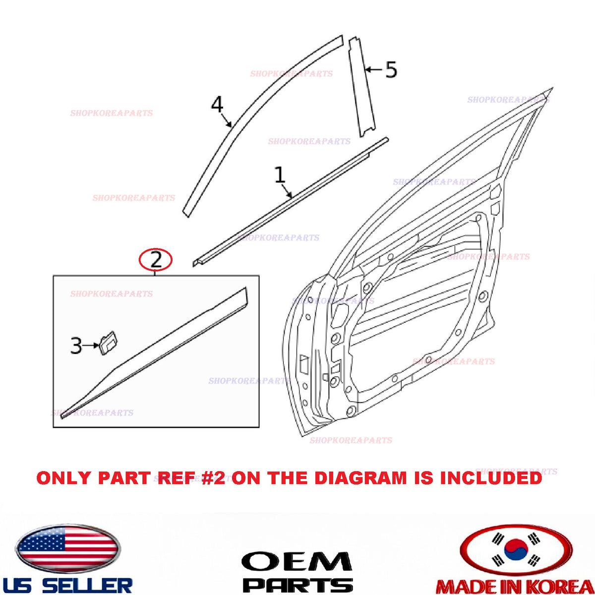 GENUINE Front Door Molding Garnish RIGHT Passenger Side ⭐OEM⭐ KONA 2018-2021