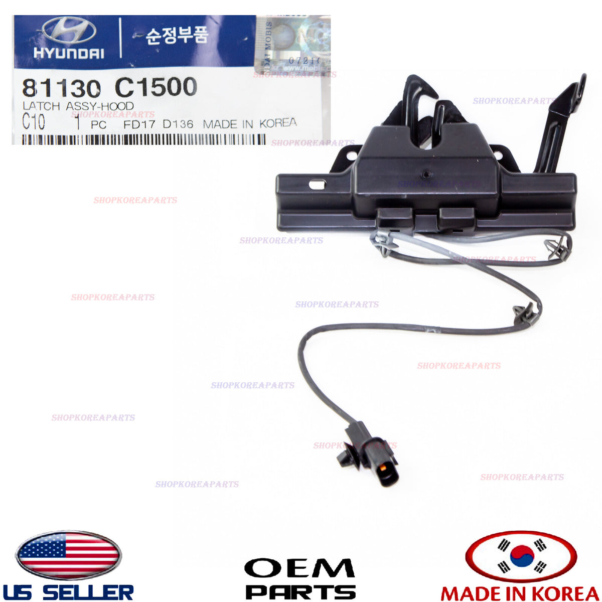 GENUINE OEM Hood Lock Latch Release 2018–2019 Hyundai Sonata 81130-C1500