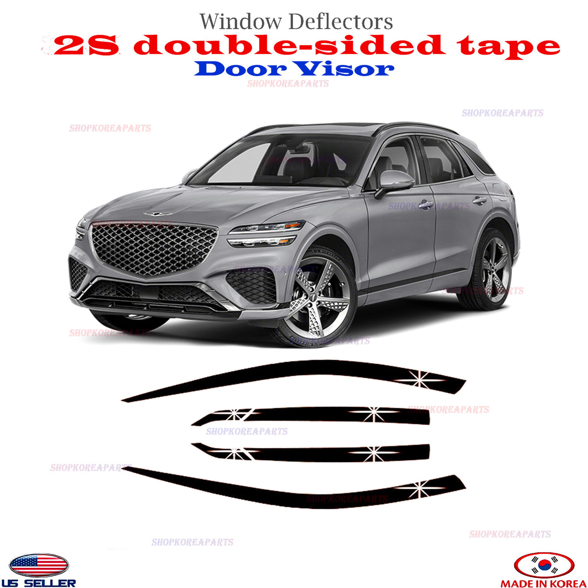 Black Window Door Visor Vent Shade Rain Guard fits Genesis GV70 2022-2026 ⭐6pcs⭐