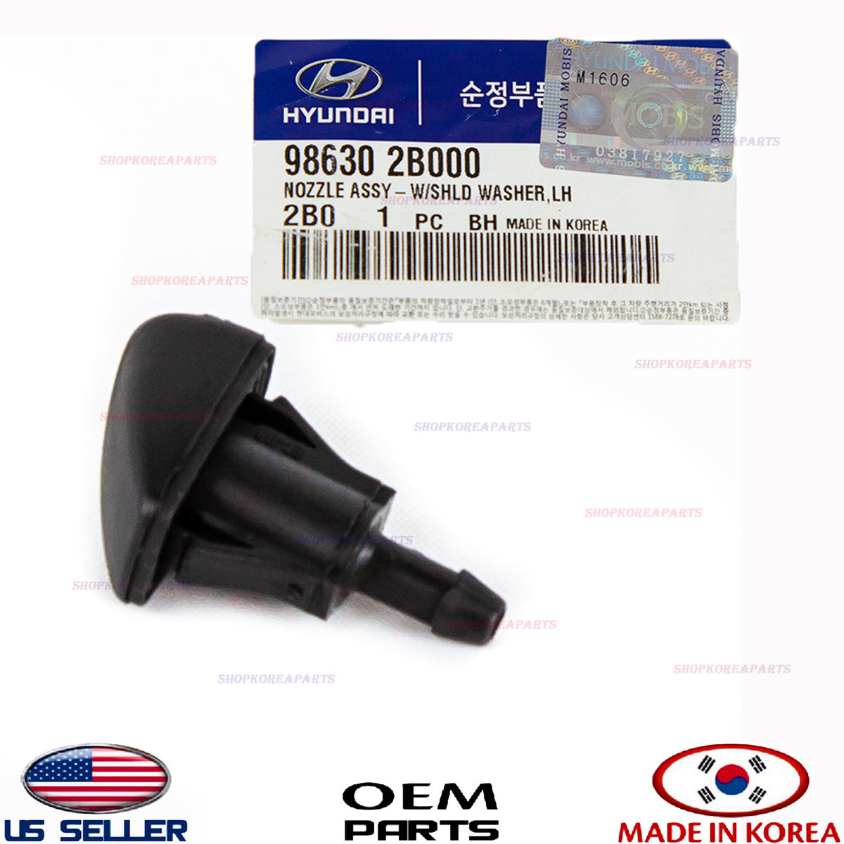 WINDSHIELD WIPER NOZZLE LEFT DRIVER SIDE GENUINE SANTA FE 2007-2012 986302B000