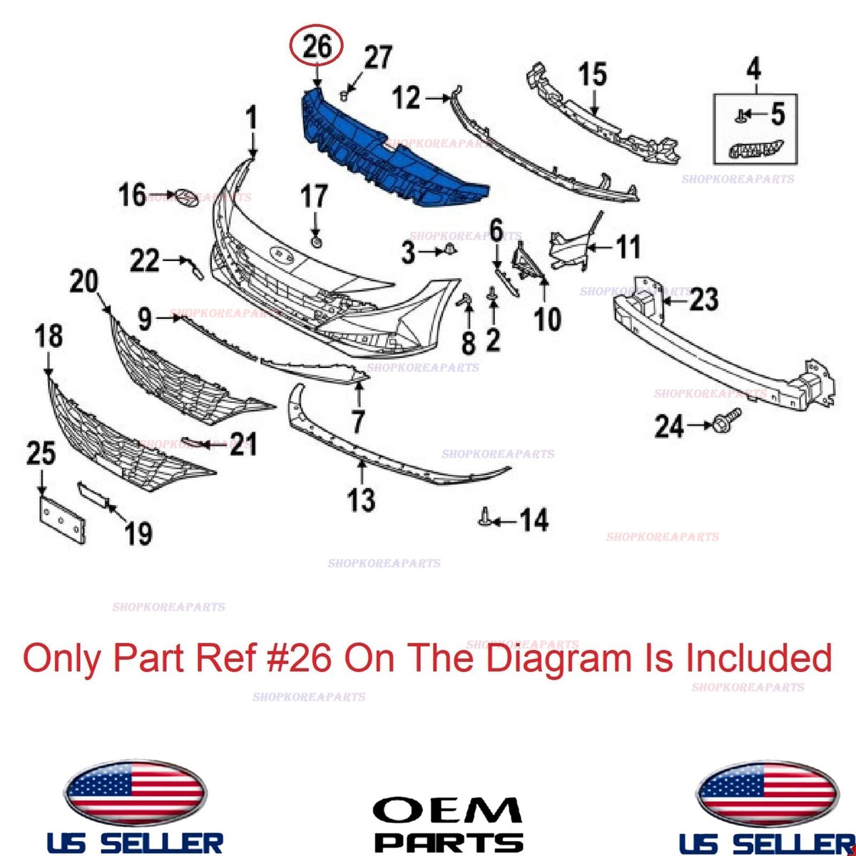 Grille OEM Cover Upper Radiator Sight Shield 2021-2023 Hyundai Elantra HYBRID
