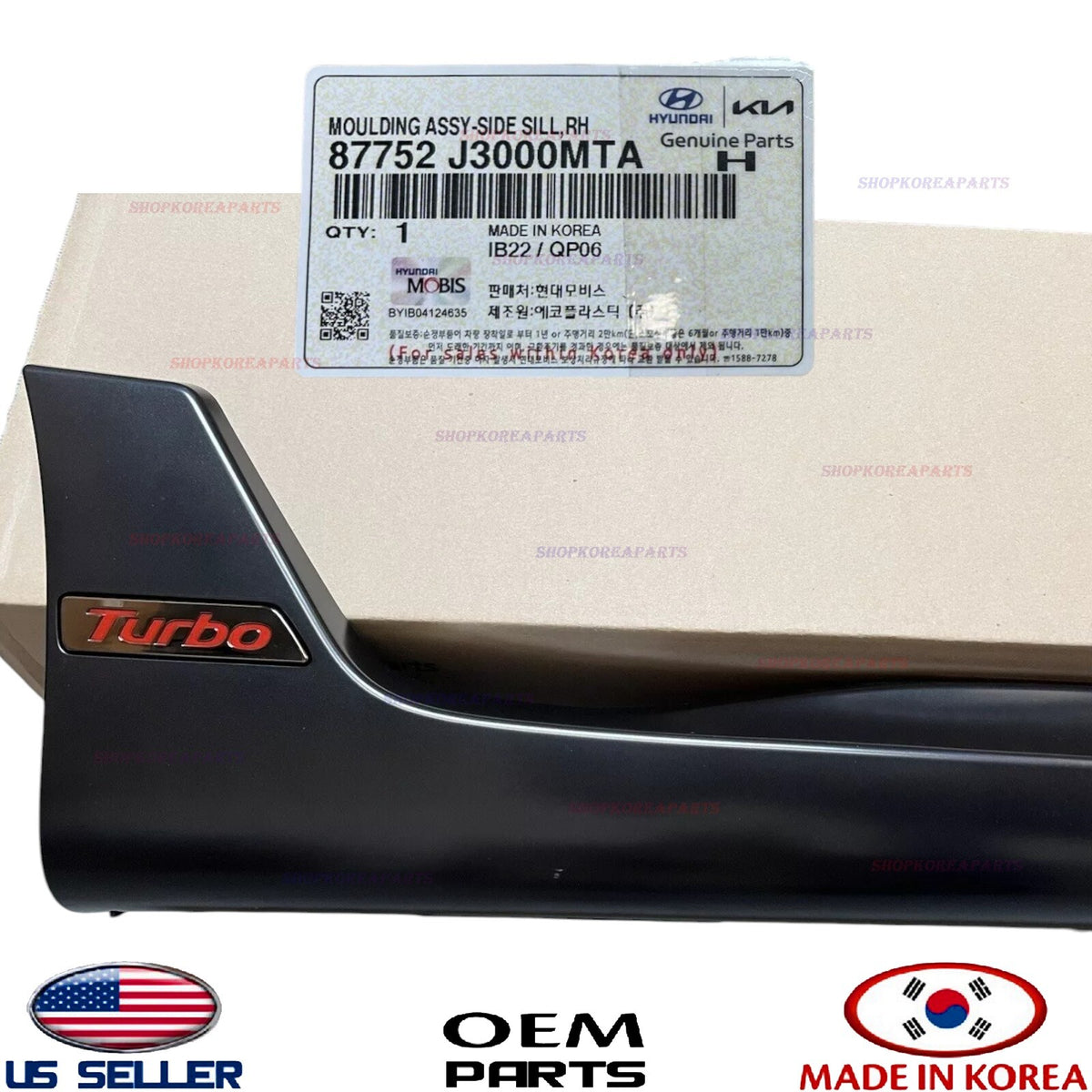 GENUINE OEM Right Passenger Side Rocker Molding Sill Matte 19-21 Veloster Turbo