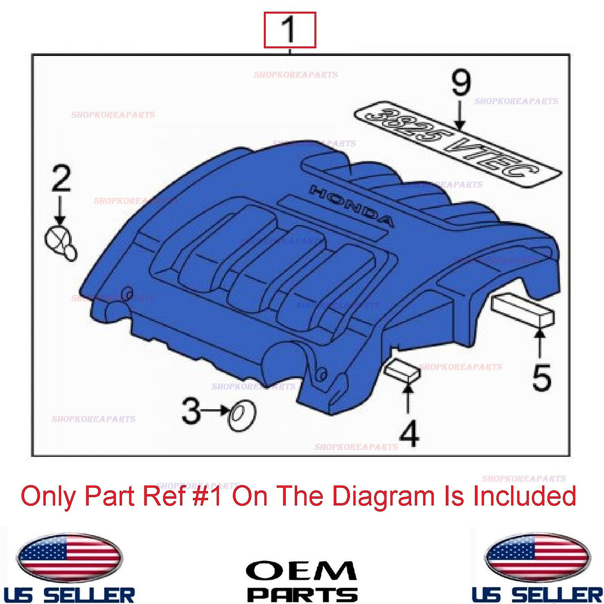 GENUINE Engine Cover Upper Plate, Appearance Cover OEM Honda Odyssey 3.5L 05-07