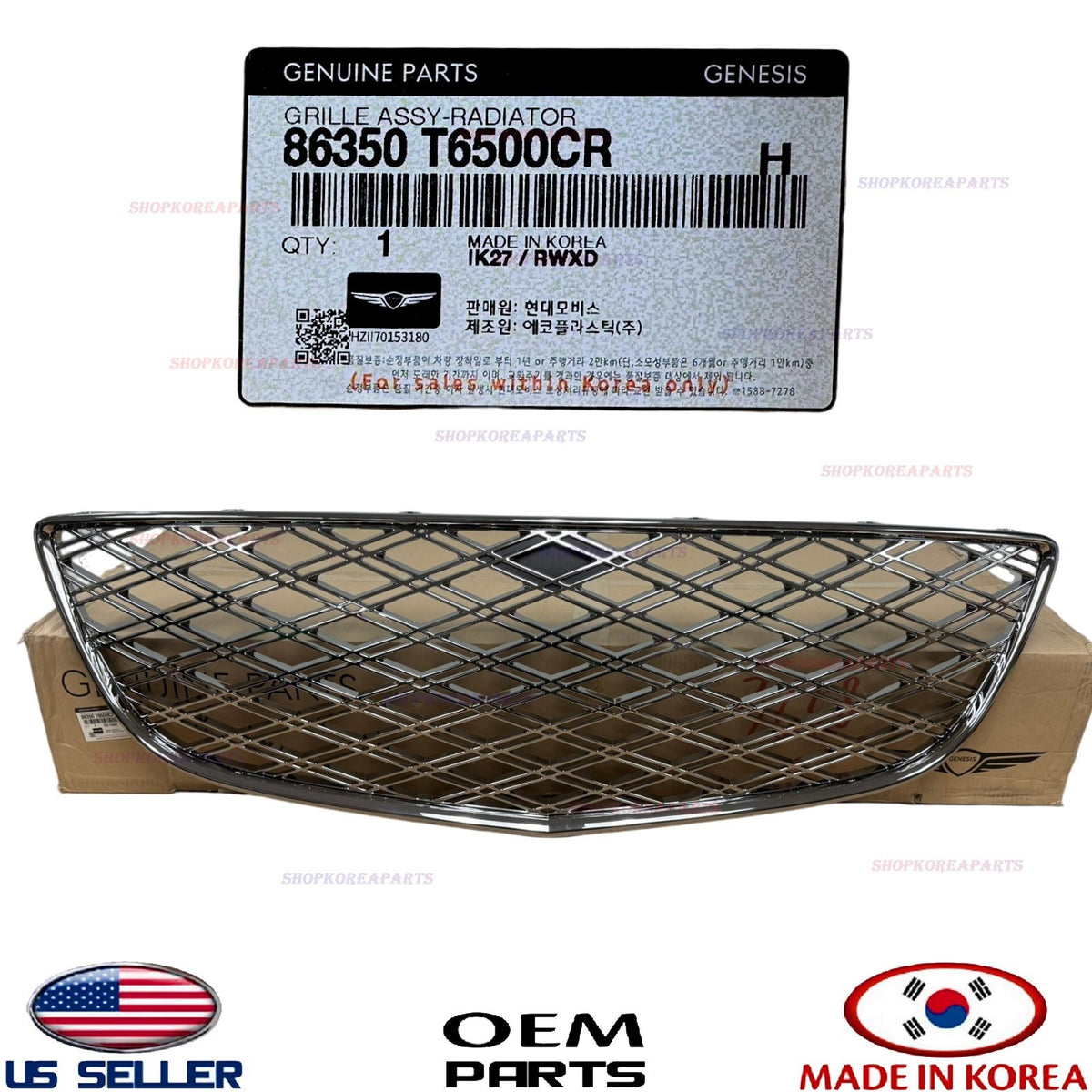 GENUINE OEM Radiator Grille 2025-2026 Genesis GV80 86350-T6500CR