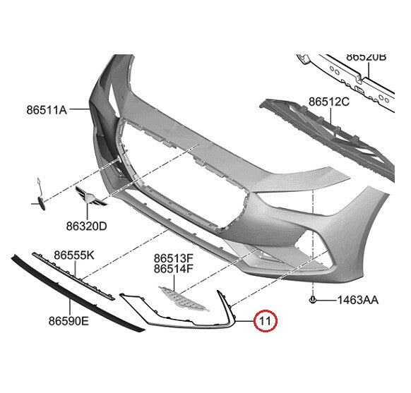 GENUINE Front Bumper Lower Molding LEFT Driver Side OEM Genesis G70 2019-2021