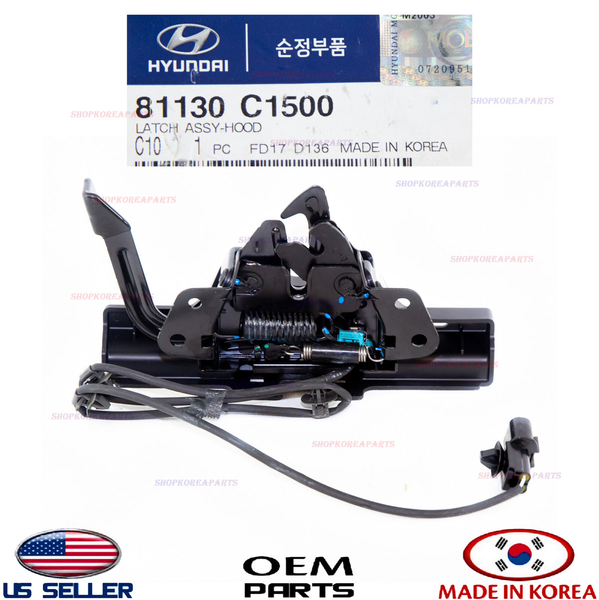 GENUINE OEM Hood Lock Latch Release 2018–2019 Hyundai Sonata 81130-C1500