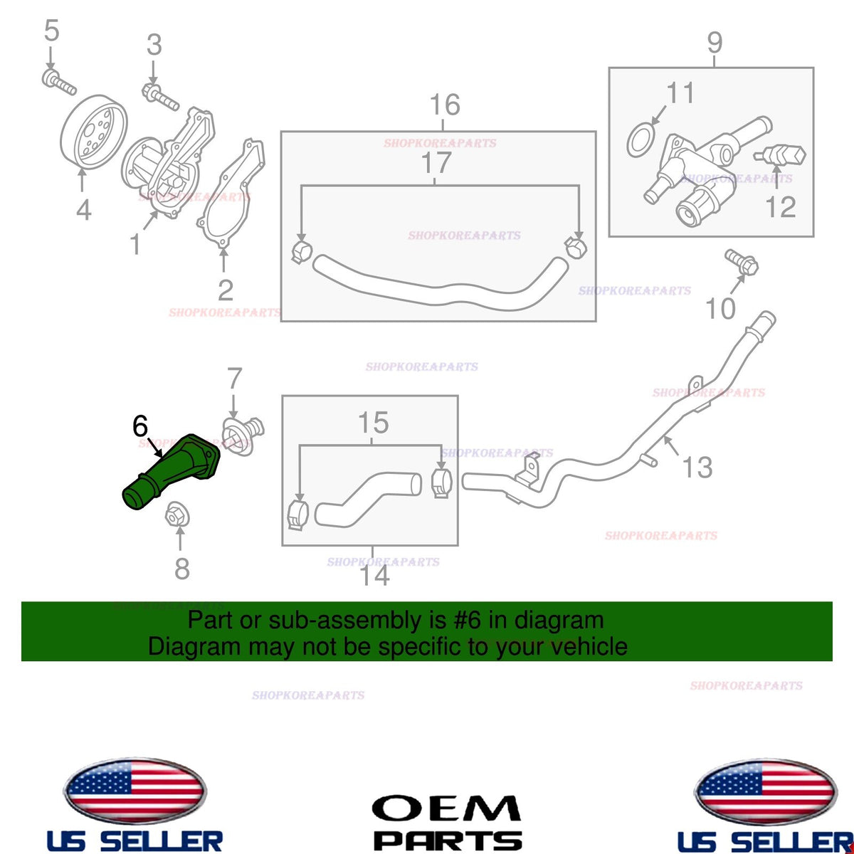 GENUINE OEM Coolant Inlet Fitting 2014-2021 Hyundai Tucson 2.0L 25631-2E500