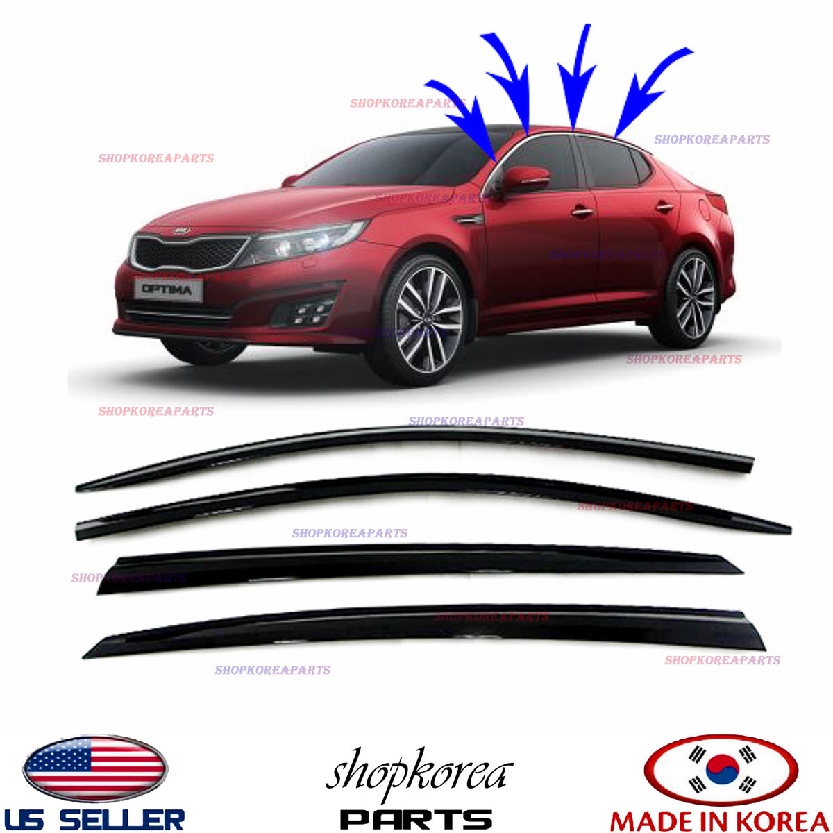 SMOKED DOOR VISOR WINDOW SUN WIND VENT DEFLECTOR fits KIA OPTIMA 2011-2015