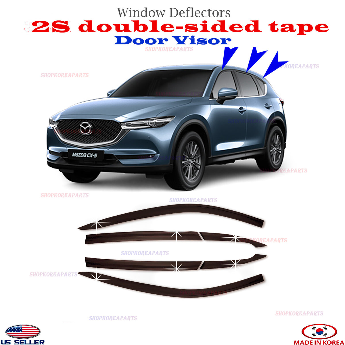 Door Visor Vent Shade Rain Window Guard fits for Mazda CX5 2017-2021 6pcs