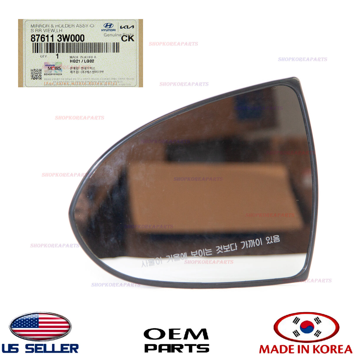 GENUINE Outside Mirror Glass Heated LEFT Driver Side OEM Kia Sportage 876113W000