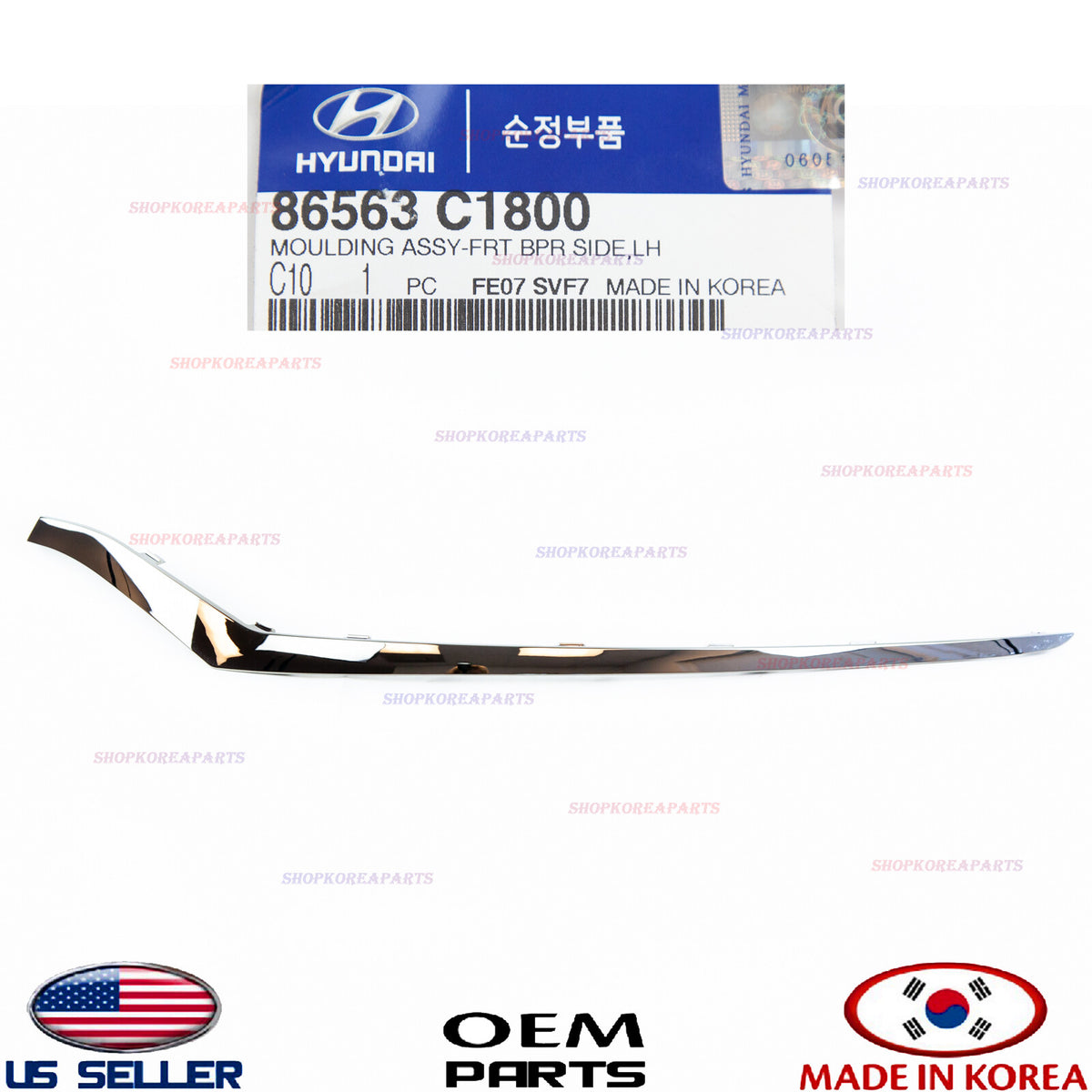 GENUINE Front Bumper Lower Chrome Molding LEFT Driver Side OEM SONATA sport18-19