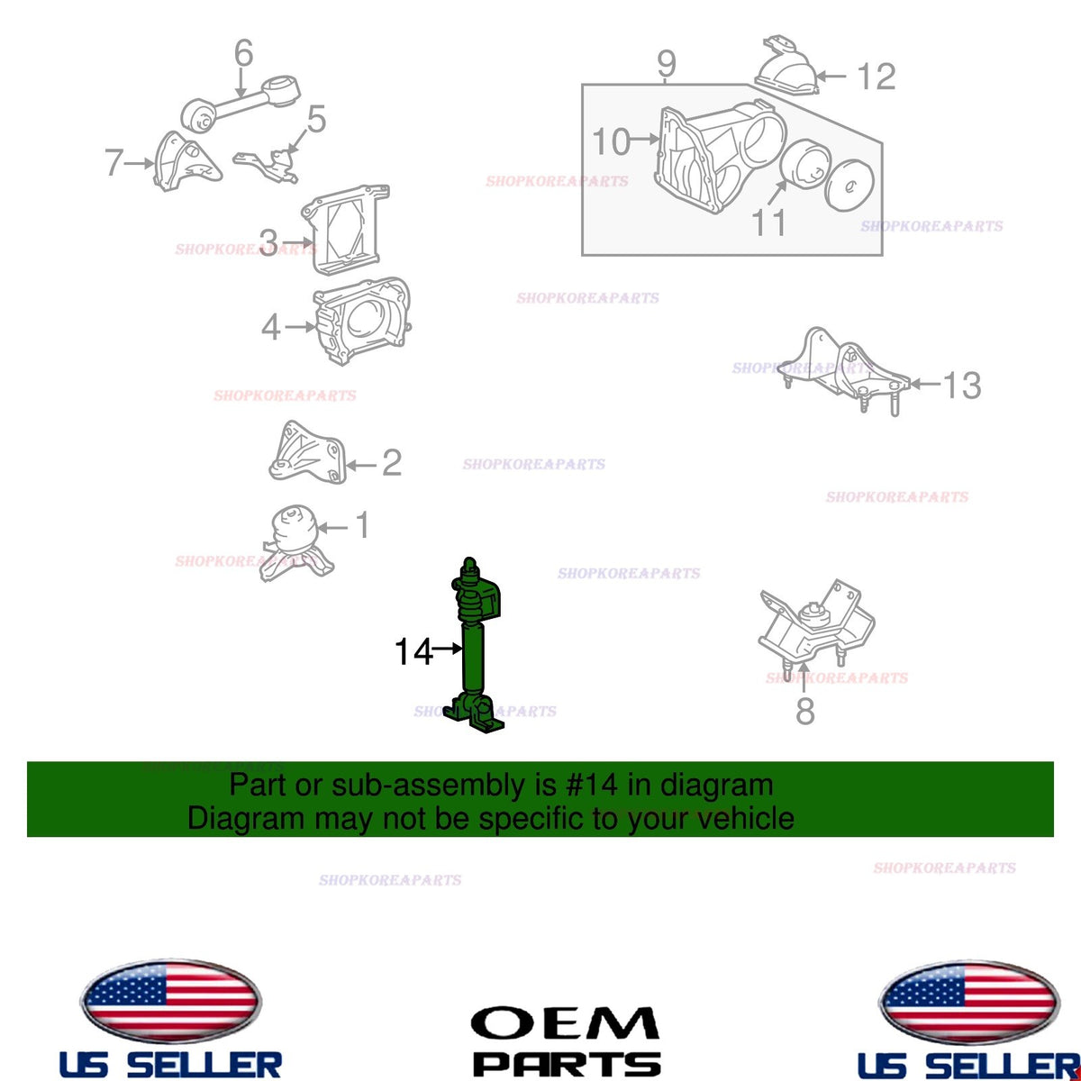 GENUINE OEM Engine Mounting Absorber 1996-2004 Toyota Lexus 3.0L 12307-20021