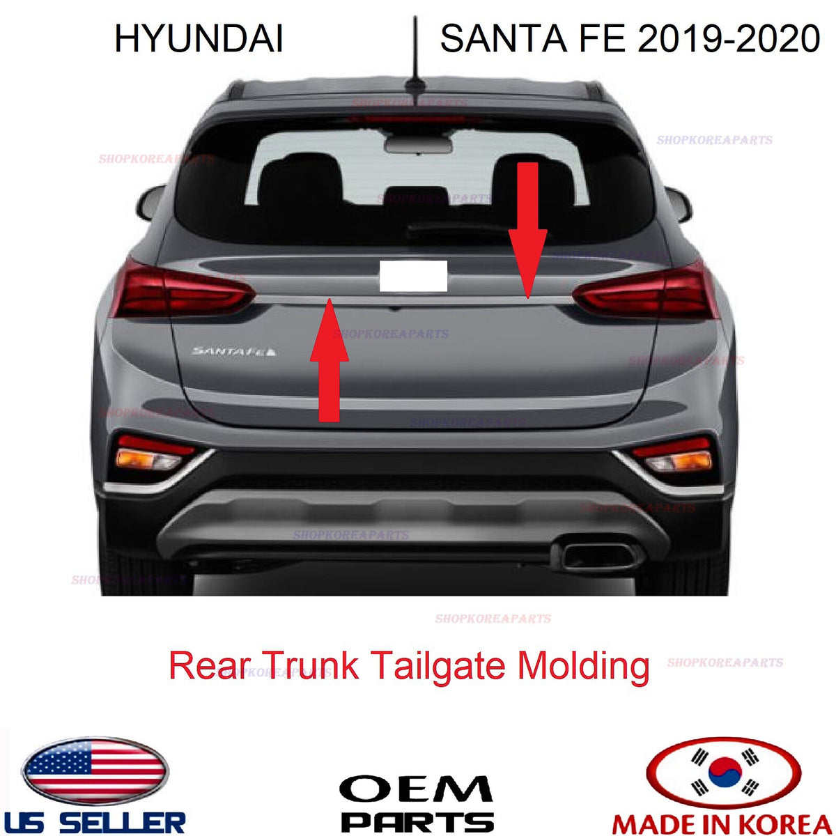 GENUINE Rear Trunk Tailgate Molding Dark Chrome ⭐OEM⭐ HYUNDAI SANTA FE 2019-2020
