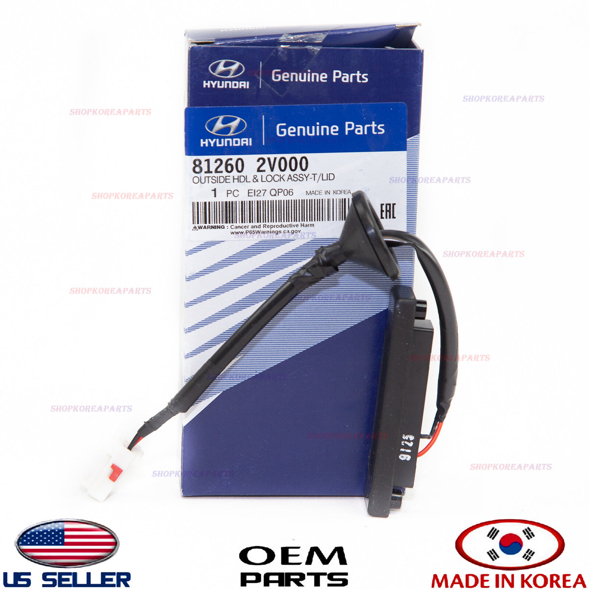 GENUINE OEM Outside Trunk Lid Lock Handle Lock Switch 12-17 Veloster W/O Camera