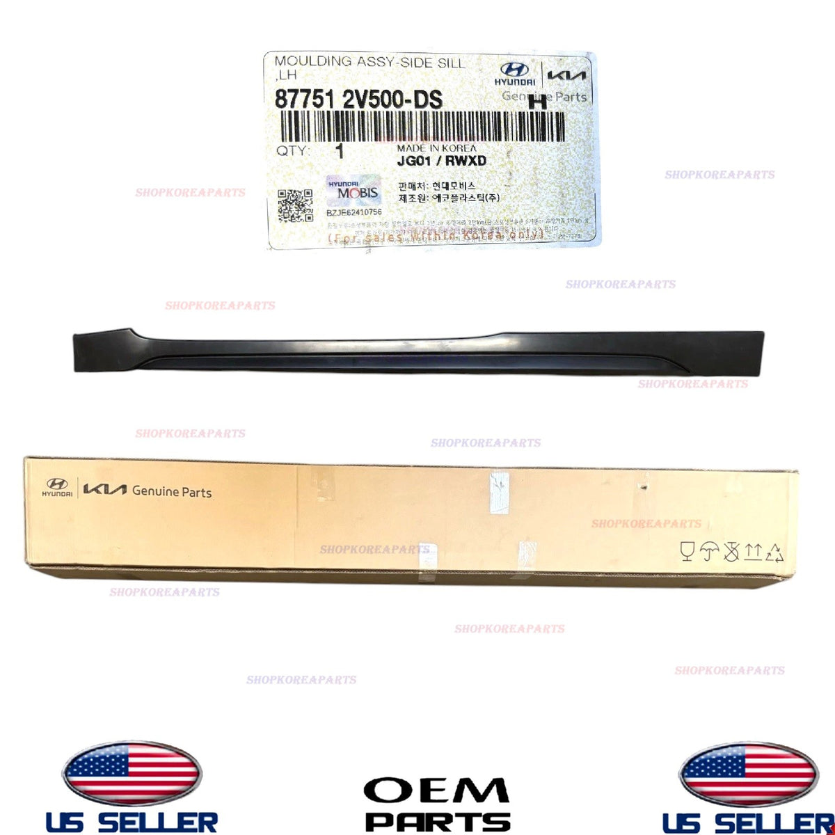 GENUINE OEM LEFT Driver Side Rocker Molding 2012-2017 Veloster 877512V500DS