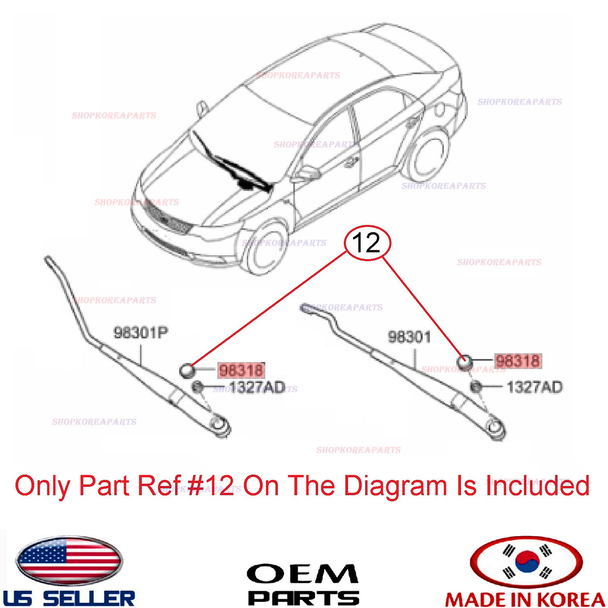 GENUINE Cap Windshield Wiper Arm LEFT RIGHT ⭐OEM⭐ KIA FORTE 2010-2013 983904D000