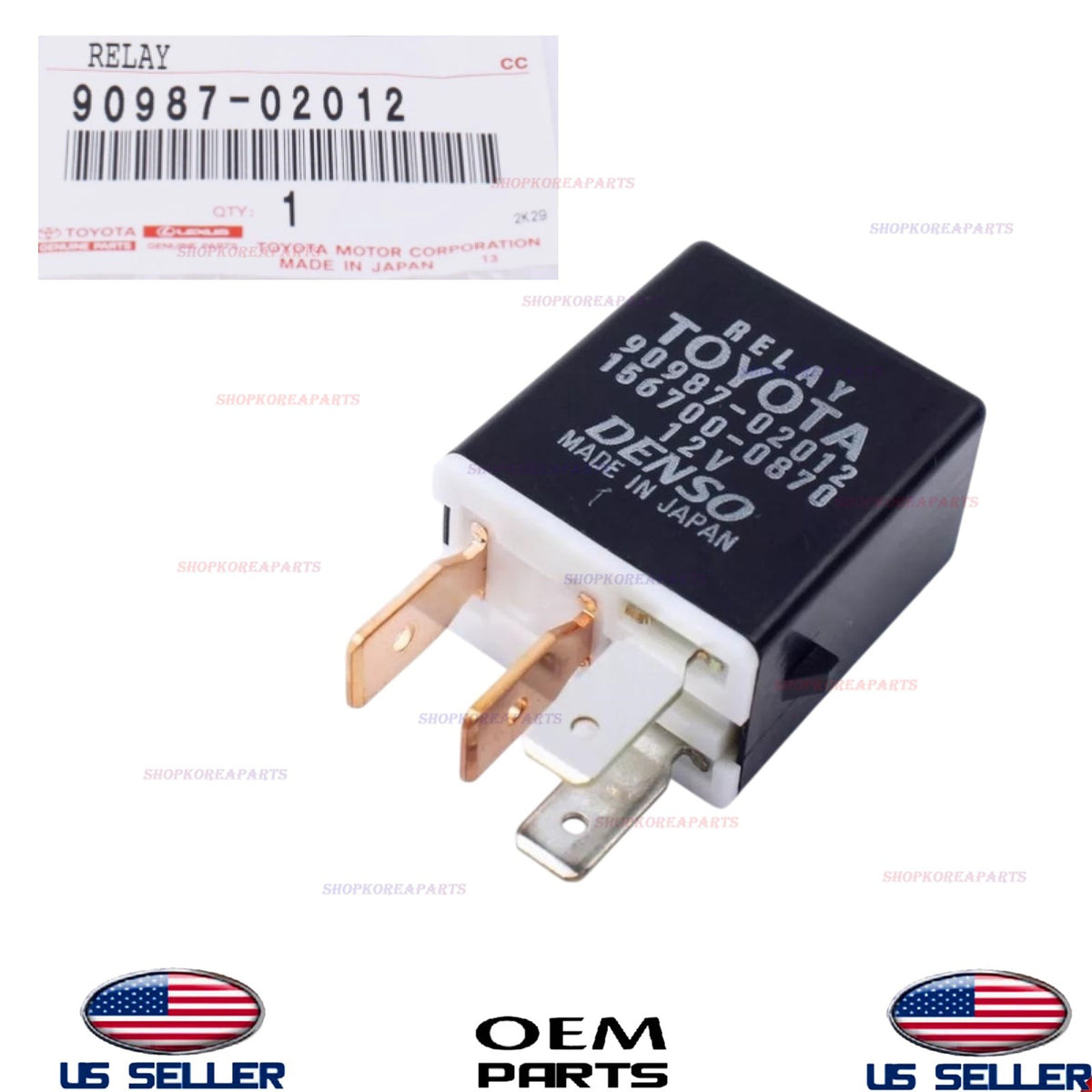 GENUINE Horn Relay 12VDC 4Pins 1992-2010 Toyota Lexus 90987-02012
