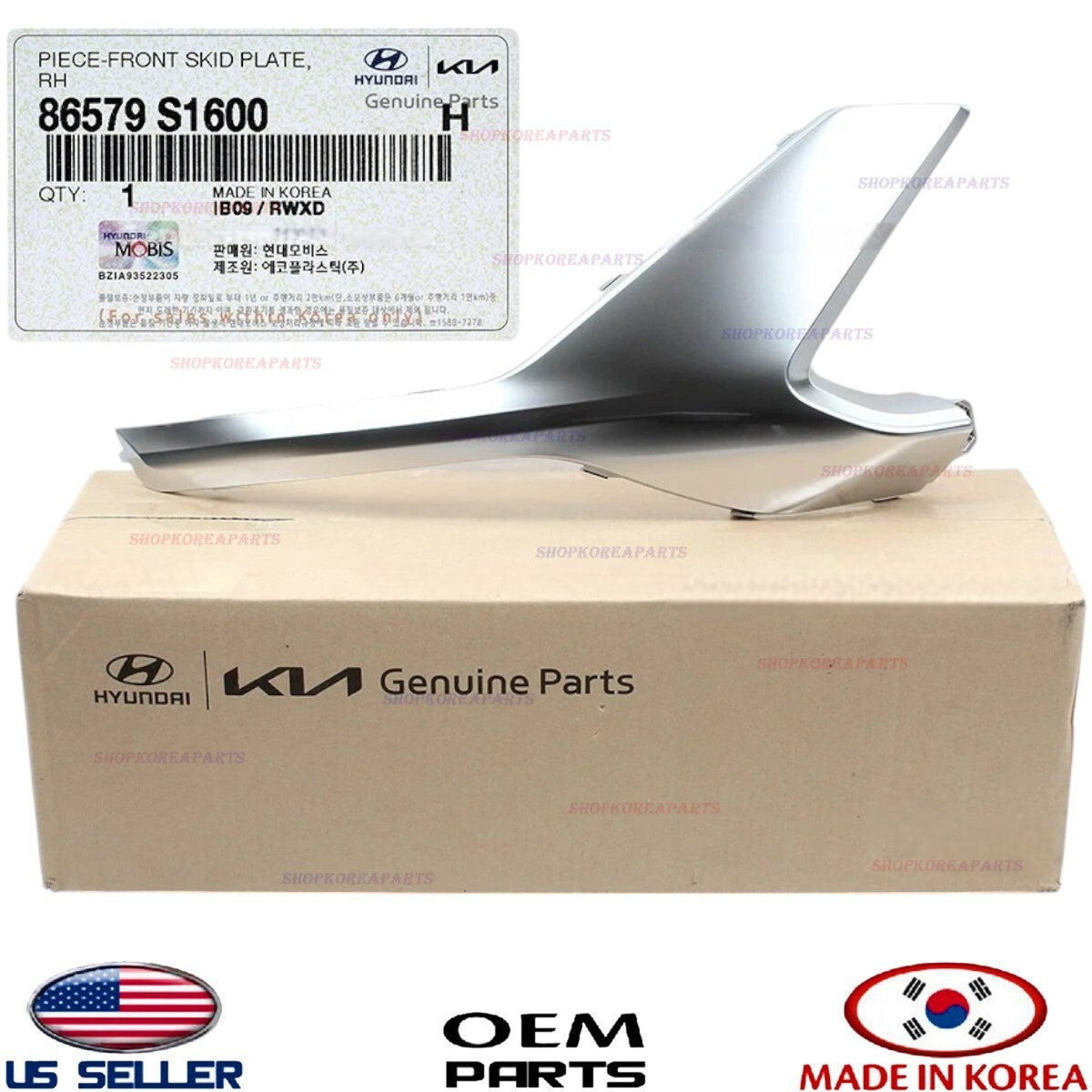 GENUINE Front Skid Plate Bumper Lower Right Passenger Side Silver Santa Fe 21-23