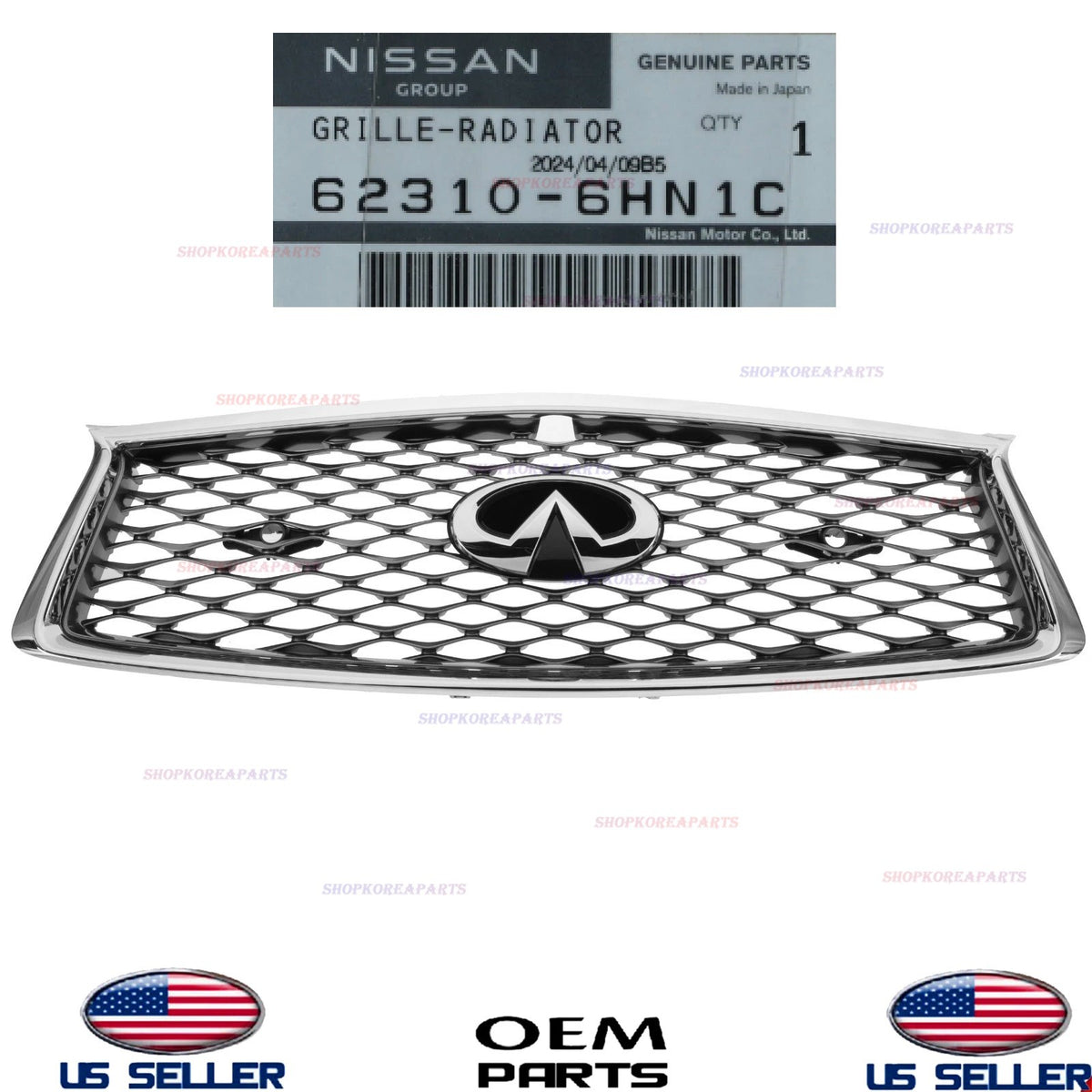 GENUINE OEM Front Grille Assembly Infiniti Q50 2021-2024 62310-6HN1C
