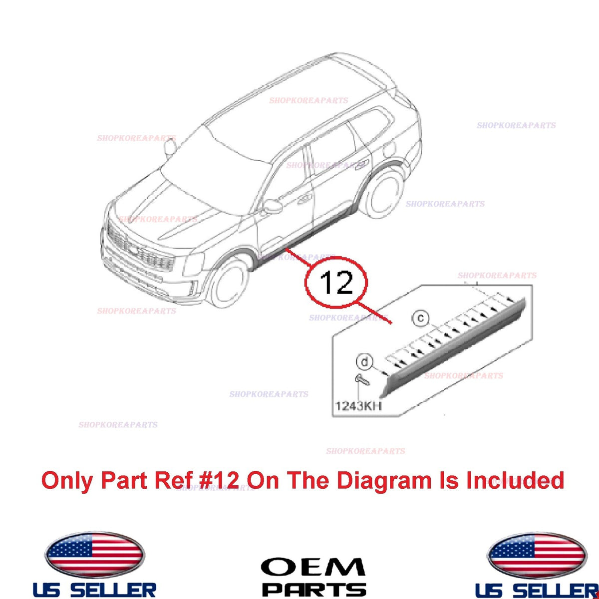 GENUINE OEM Front Door Driver Side Lower Molding Garnish 2020-2022 Kia Telluride