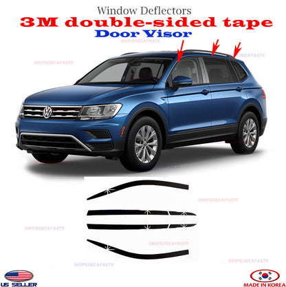 2S Tape Door Visor Smoke Window Vent Deflector for Volkswagen Tiguan 18-24⭐6pcs⭐