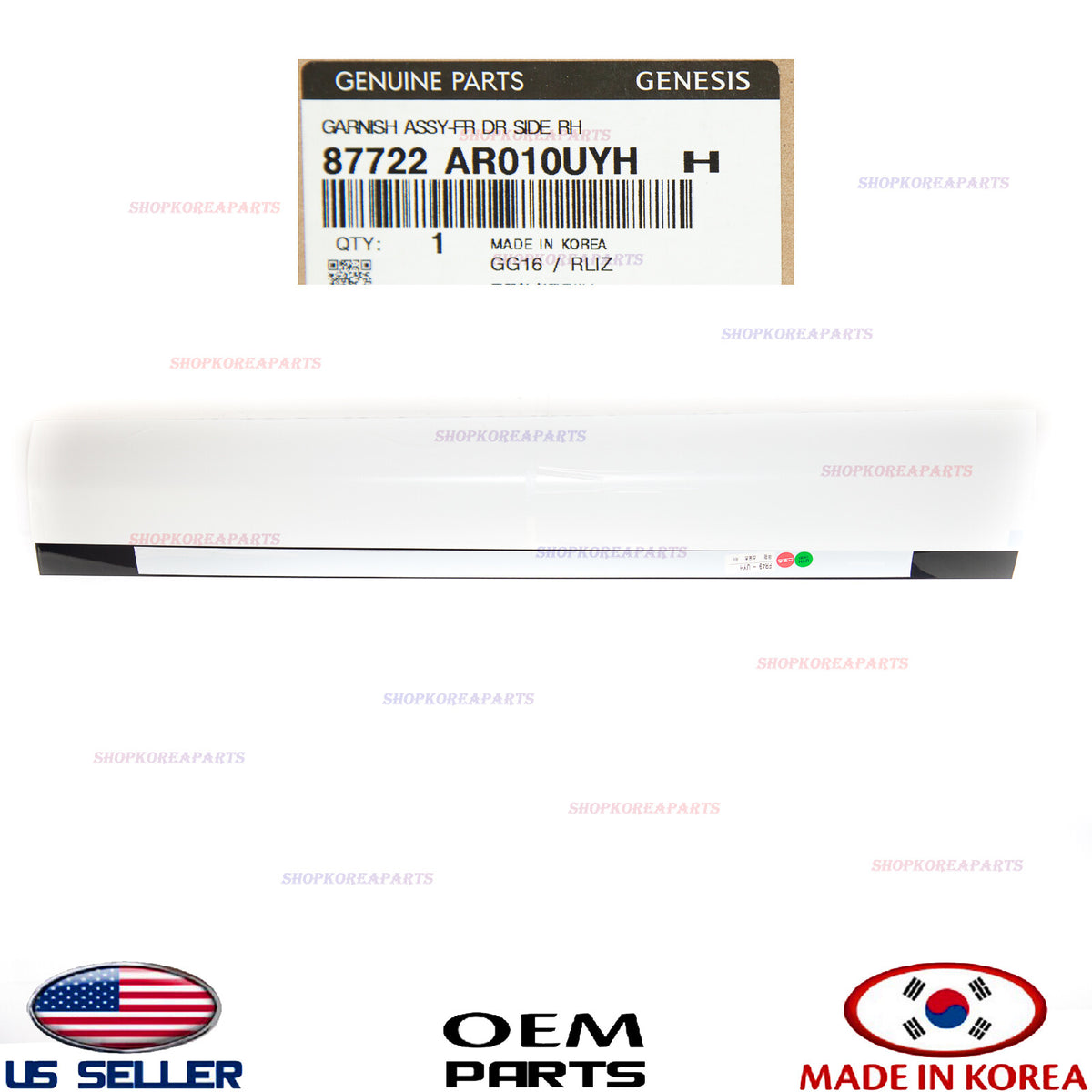 GENUINE Front Door Lower Molding RIGHT Passenger Side WHITE 2022-2026 GV70 Sport