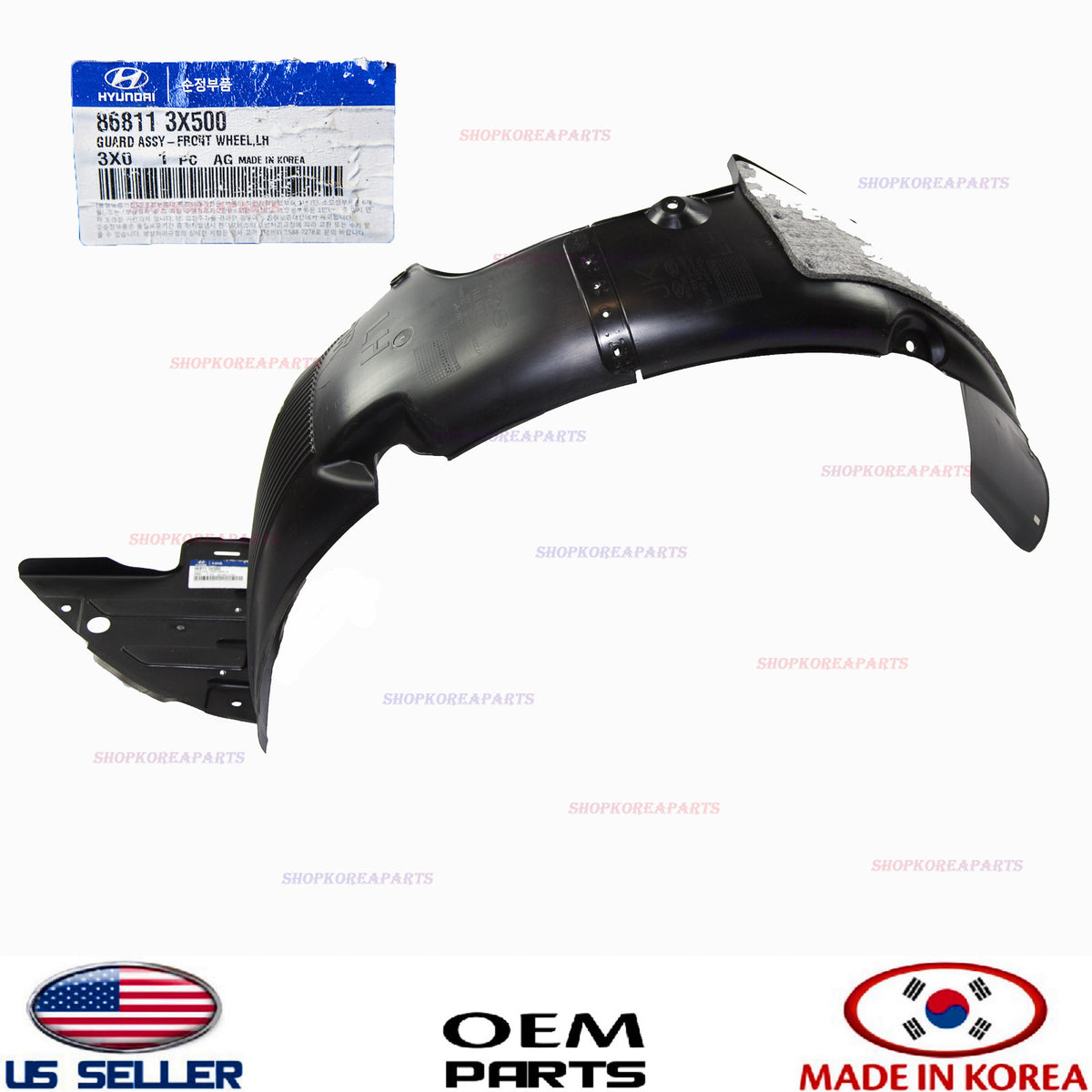 FENDER LINER FRONT LEFT SIDE GENUINE! HYUNDAI ELANTRA COUPE 2013-2014 868113X500
