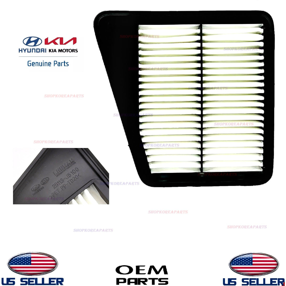 GENUINE 2.0L Engine Air Cleaner Filter 19-2023 Genesis G70 18-2021 Kia Stinger