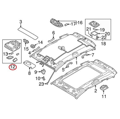 Overhead Console assy Dome Light Lamp Gray ⭐ GENUINE OEM ⭐ Santa Fe 2017-2018