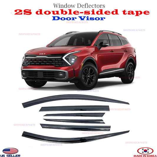 Smoked Window Door Visor Vent Shade Rain Guard fits Kia Sportage 2023-2026 ⭐6pcs