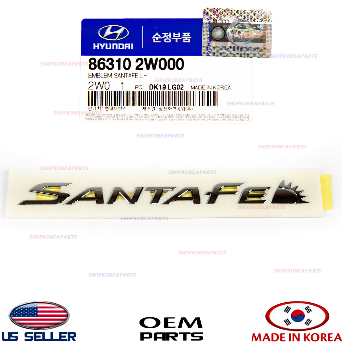 EMBLEM REAR LEFT GENUINE!!! FOR HYUNDAI SANTA FE SPORT 2013-2018 863102W000