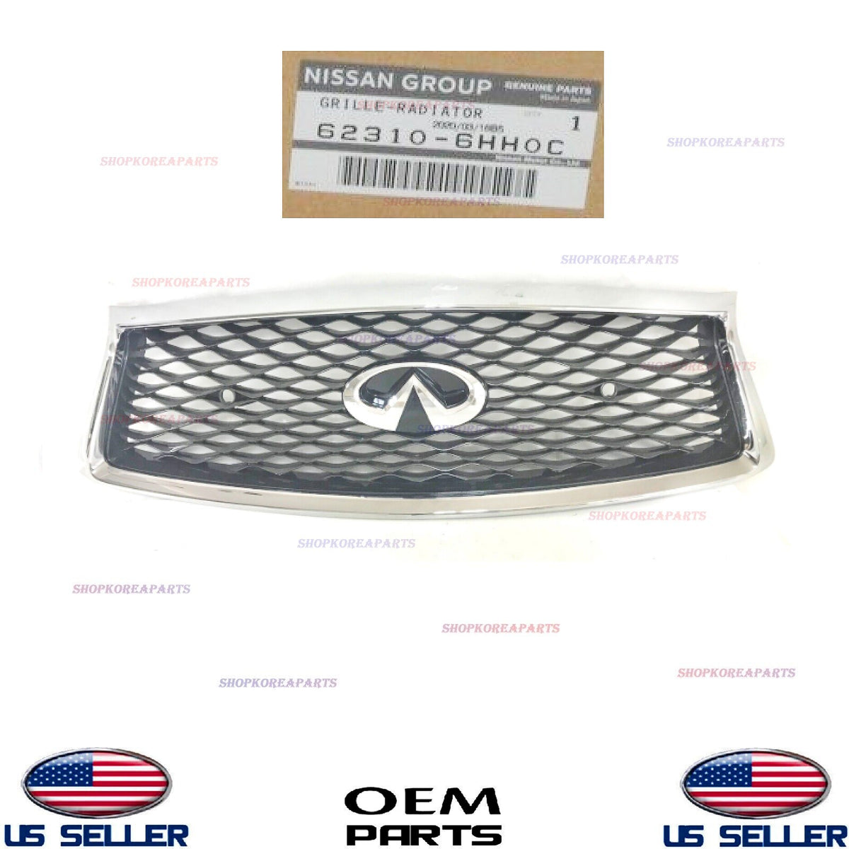 GENUINE Front Radiator Chrome Grille with Emblem OEM Infiniti Q50 2018-2023