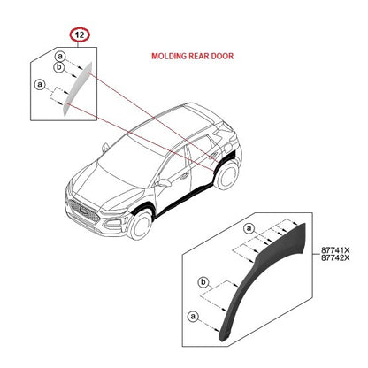 GENUINE Rear Door Molding Upper LEFT Driver Side ⭐OEM⭐ Hyundai Kona 2018-2022