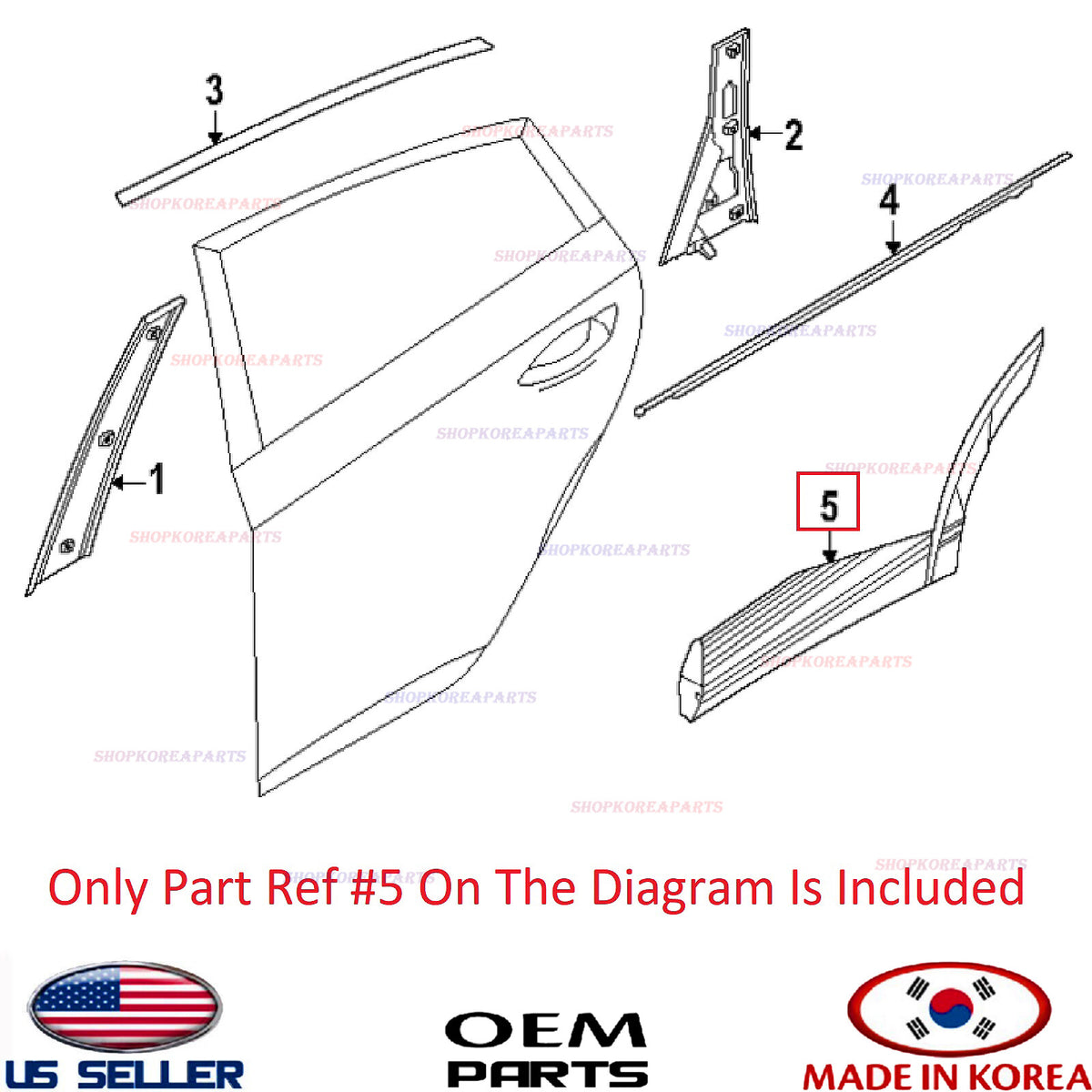 GENUINE OEM Rear Door Lower Molding LEFT Driver Side Kia EV9 GT-Line 2024-2026