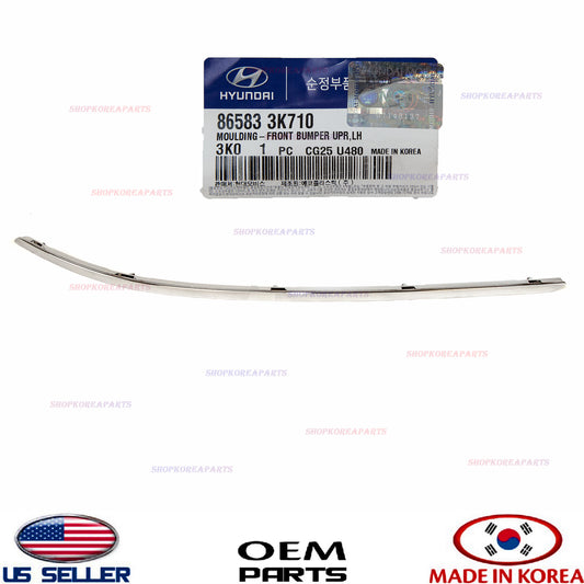 UPPER MOULDING LEFT FRONT BUMPER CHROME GENUINE SONATA 2009-2010 865833K710