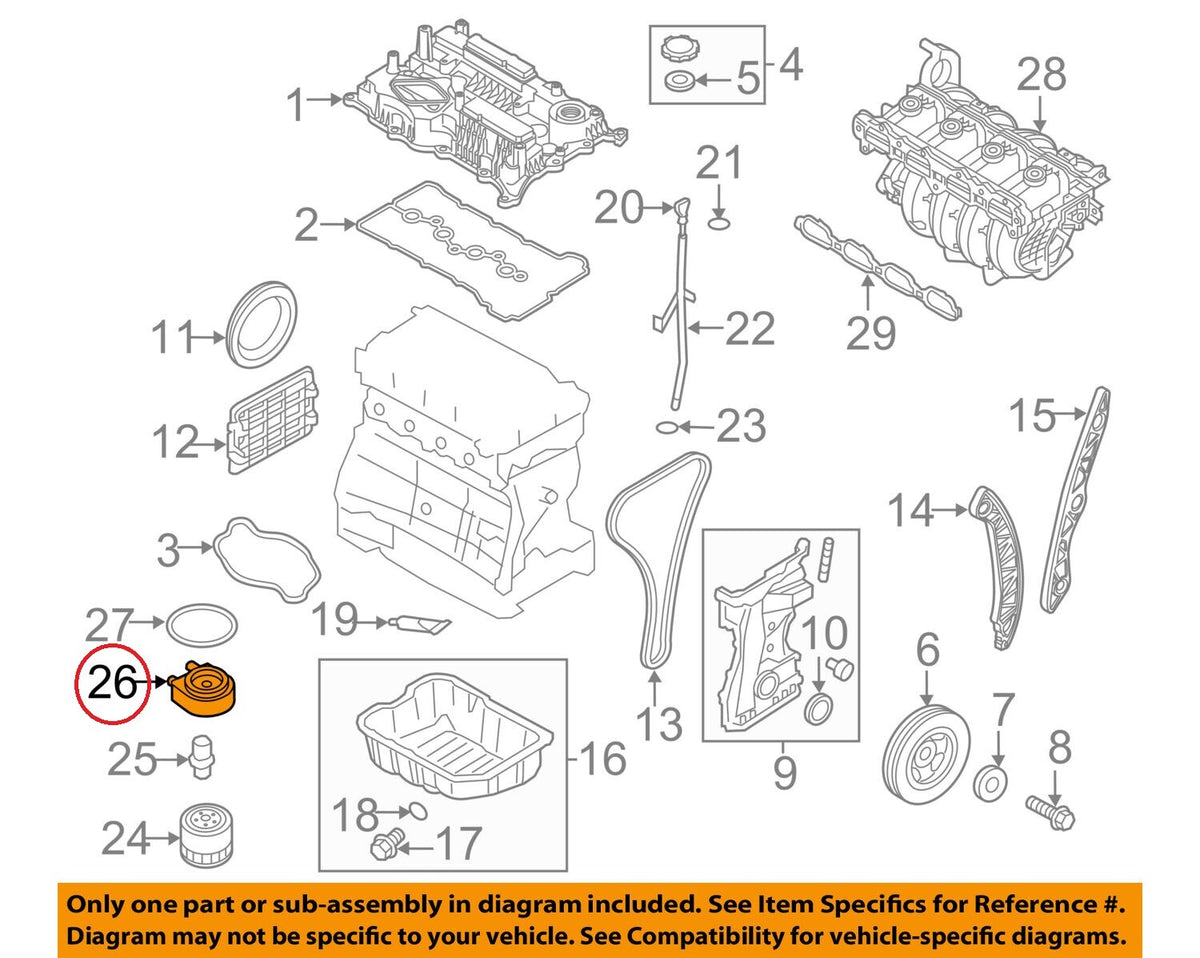 GENUINE Engine Oil Cooler OEM HYUNDAI KIA 2.0-2.4L 2016-2026 *See compatibility