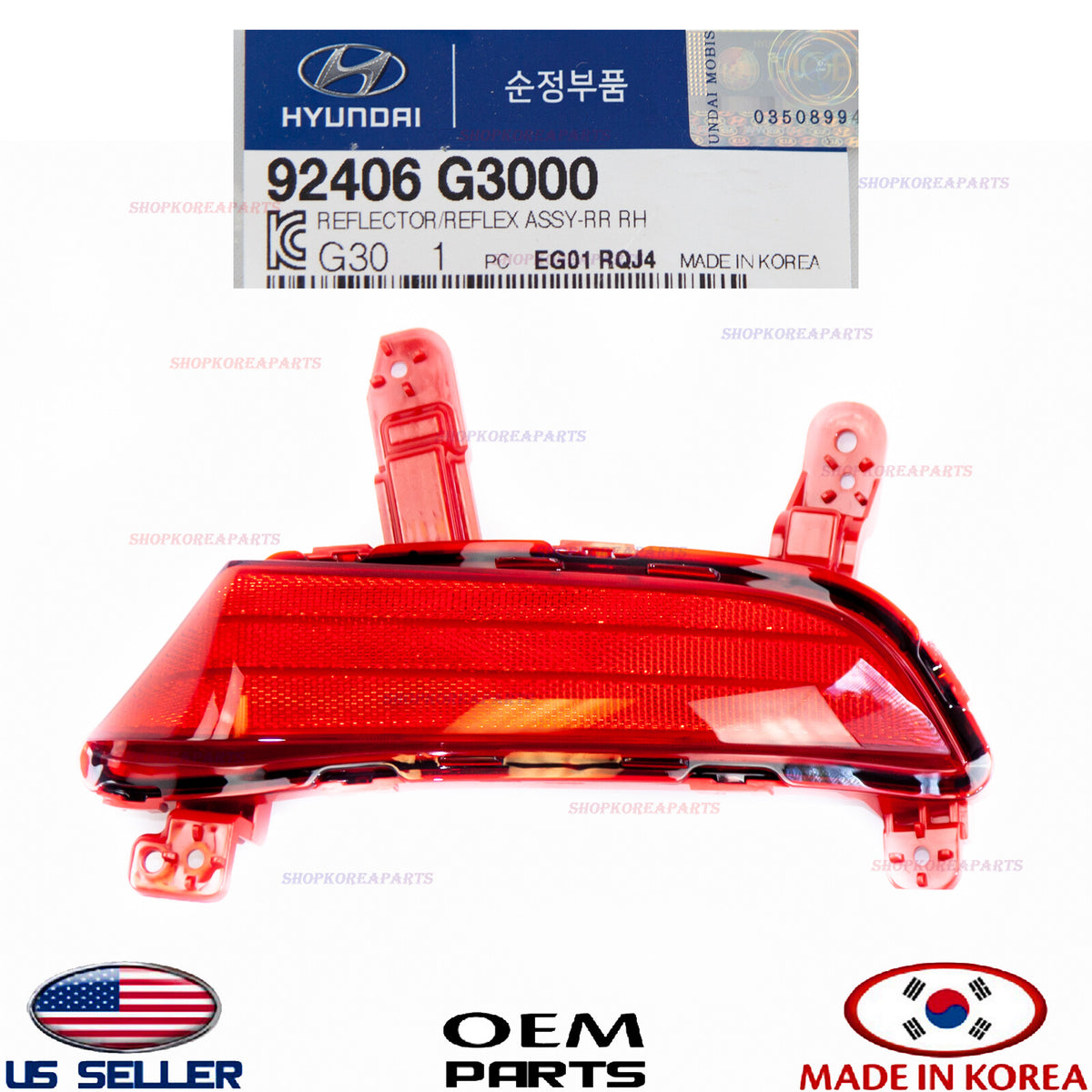GENUINE Bumper Reflector Rear RIGHT Passenger Side OE Elantra GT Hatchback 18-20