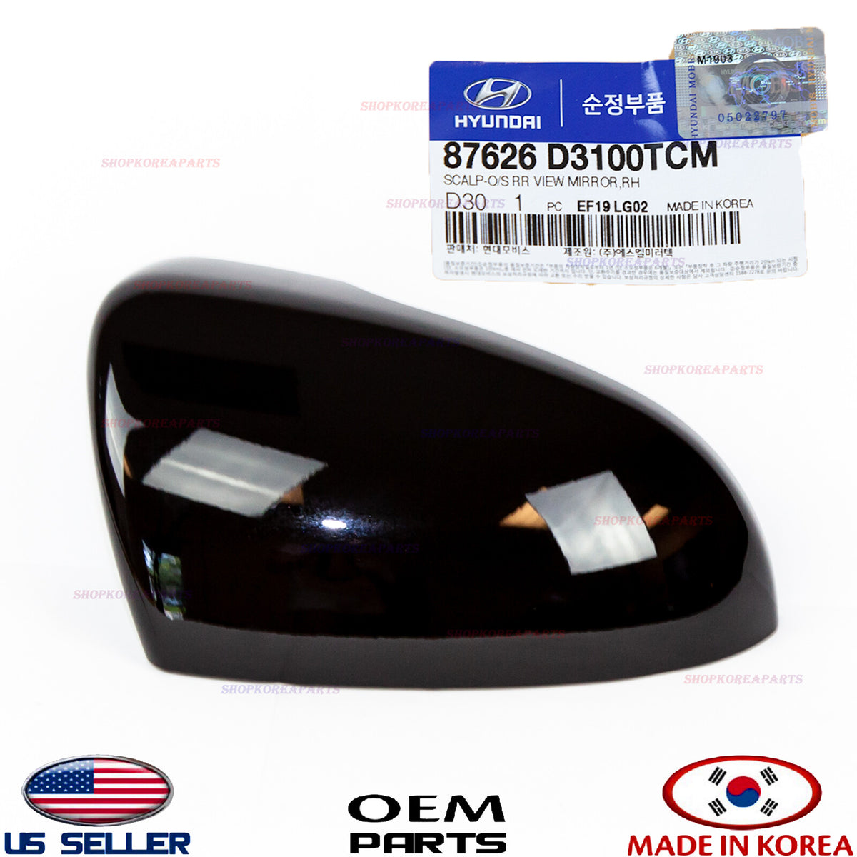 GENUINE BLACK Cover Passenger Side Mirror OEM TUCSON With Signal Lamp 2016-2021