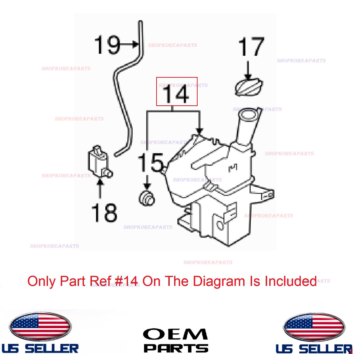 GENUINE OEM Windshield Washer Reservoir Tank for Level Sensor Hole 18-22 Accent