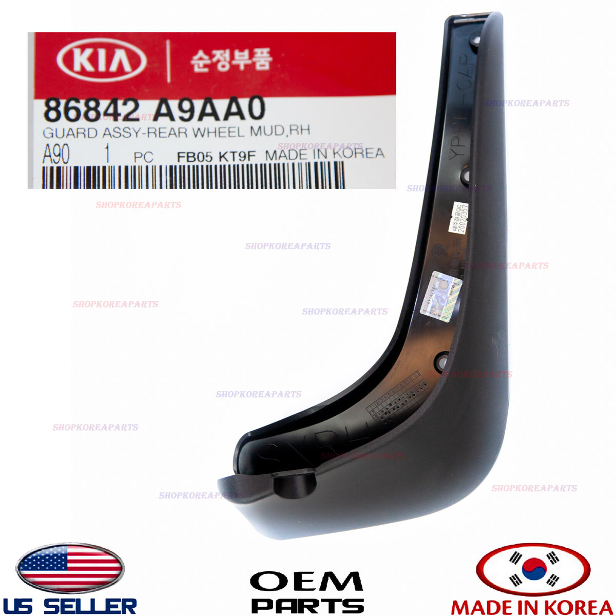 1pcs Rear RIGHT Passenger Side MUD GUARDS FLAPS SPLASH SHIELD KIA SEDONA 2019-20