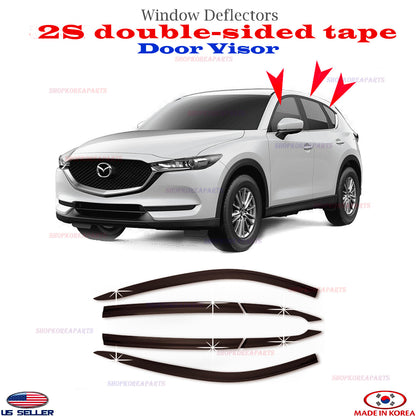 Door Visor Vent Shade Rain Window Guard fits for Mazda CX5 2017-2021 6pcs