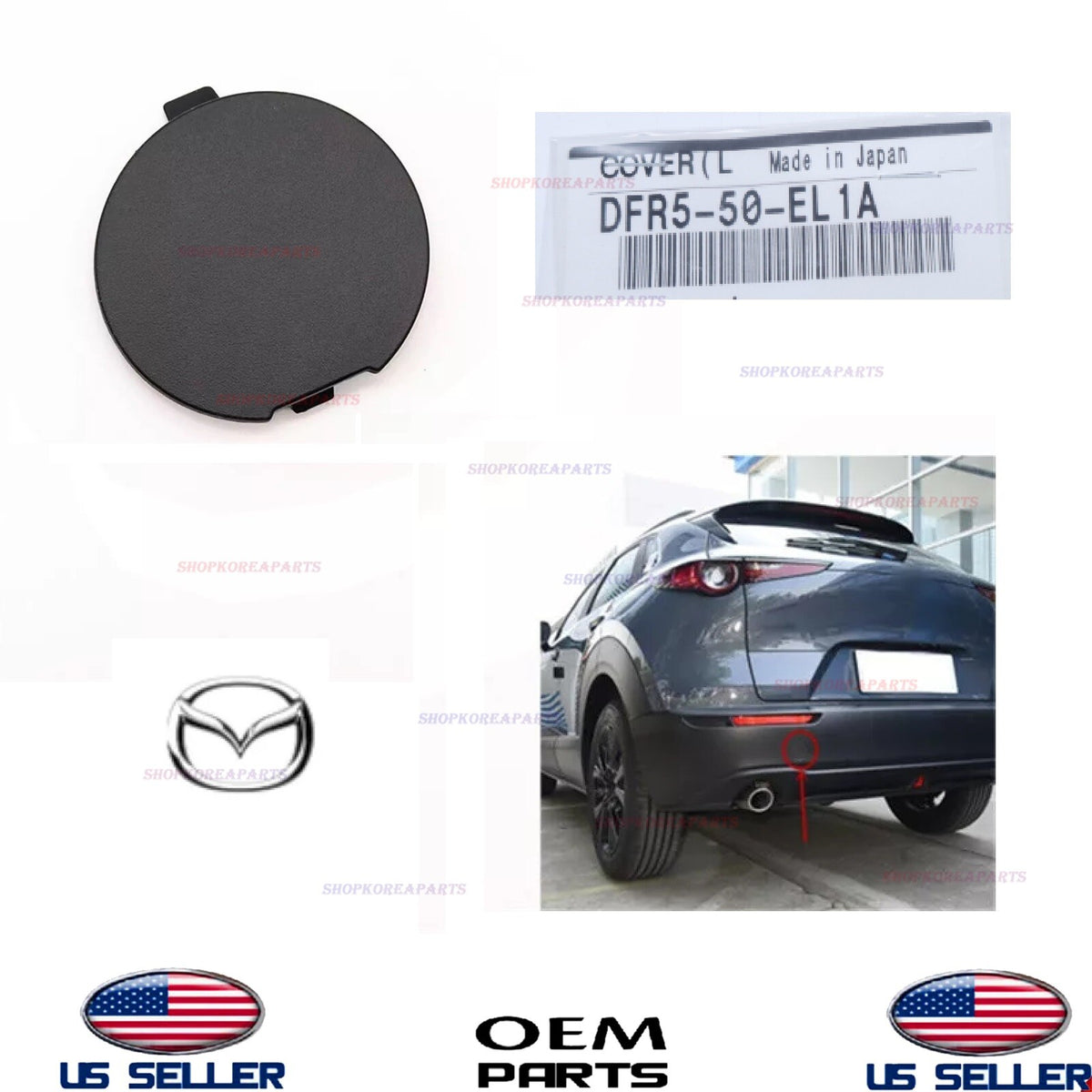 GENUINE OEM Rear Bumper Tow Hook Cover LEFT Driver Side 2020-2023 Mazda CX-30