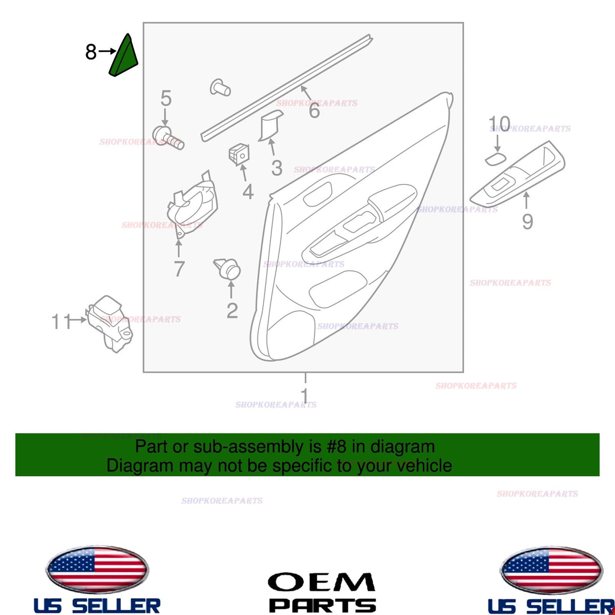 GENUINE Rear LEFT Driver Side Door Interior Corner Cover 2008-14 Subaru Impreza