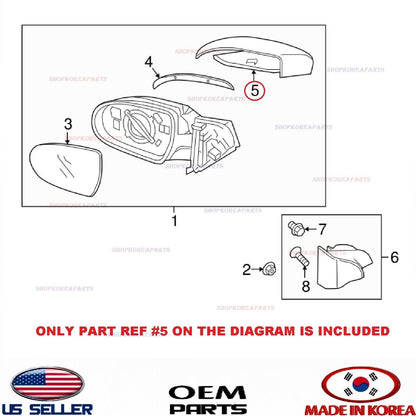 GENUINE OEM Outer Mirror Cover Cap Left Driver Side 2017–2020 Elantra Sedan