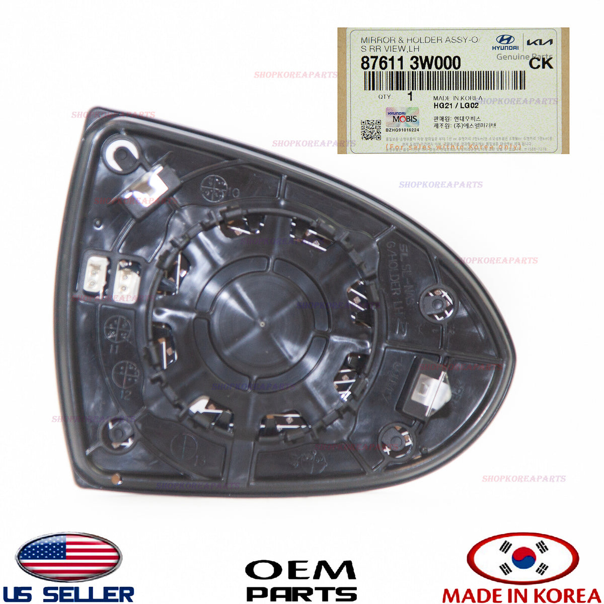 GENUINE Outside Mirror Glass Heated LEFT Driver Side OEM Kia Sportage 876113W000