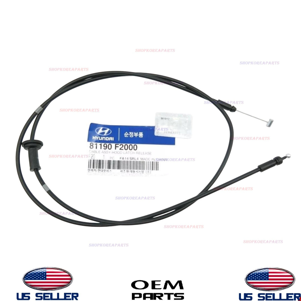 GENUINE Hood Latch Release Cable Rear 2017-2022 Elantra Ioniq 81190-F2000