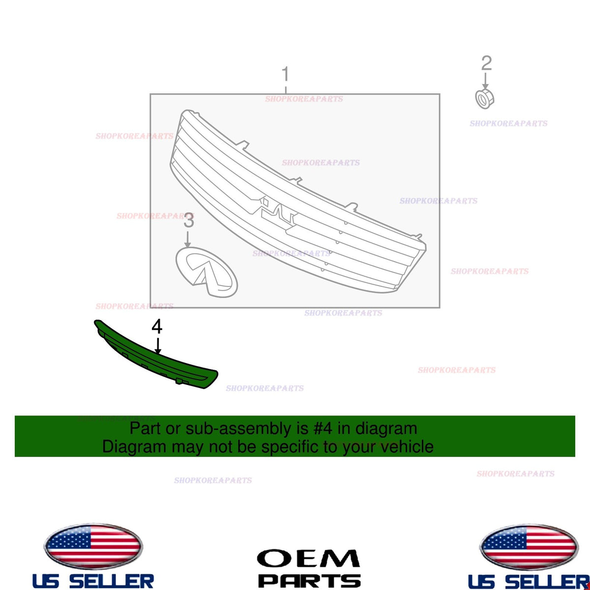 GENUINE OEM Front Bumper Lower Grille Infiniti G25 G37 Q40 62254-1NH1A