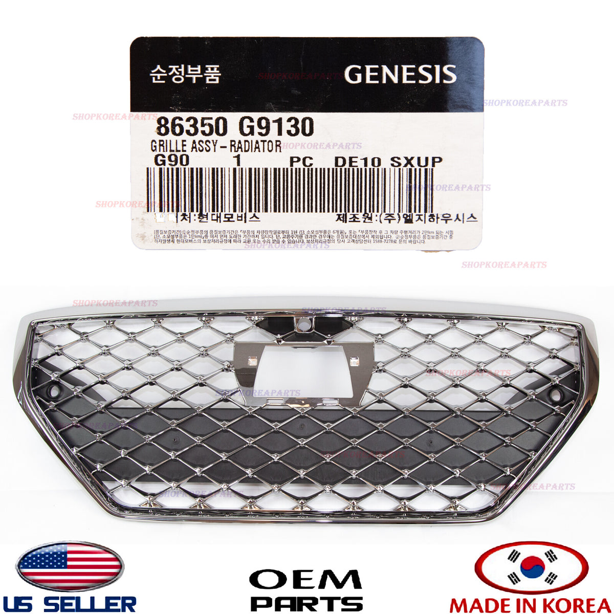 FRONT GRILLE ASSY RADIATOR GENUINE GENESIS G70 2019-2021 W/Hole Parking / camera