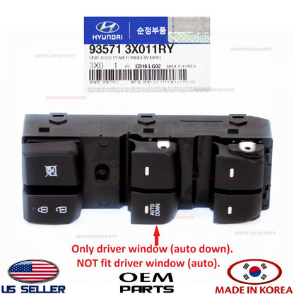 GENUINE Front Door Left Power Window Switch ⭐OEM⭐ Elantra Sedan 14-16 "AUTO DOWN